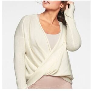 Athleta Finale Cashmere Wool Twist
Front Sweater in Dove size small